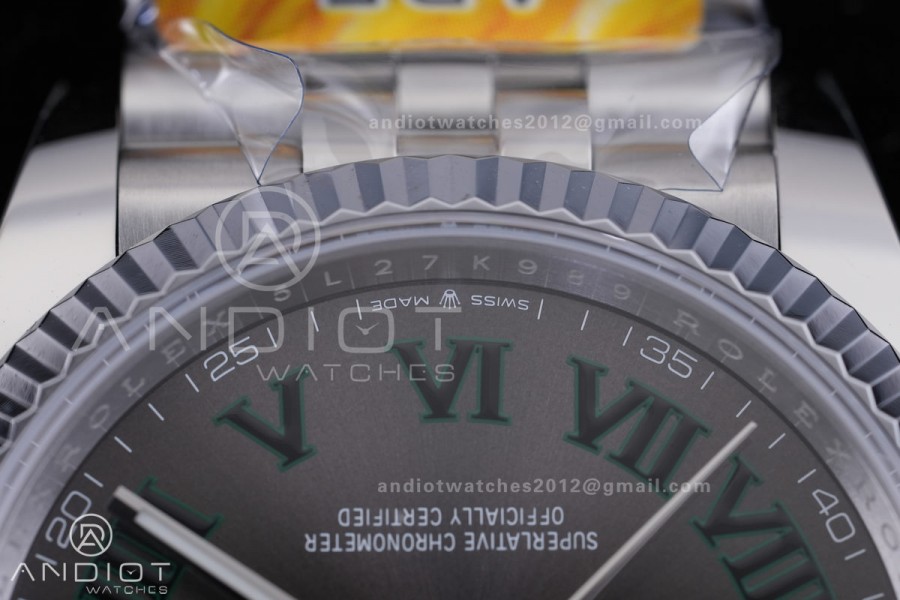 DateJust 36 SS 126234 Wimbledon ARF 1:1 Best Edition Gray  Dial Green Roman on Jubilee Bracelet DD3235