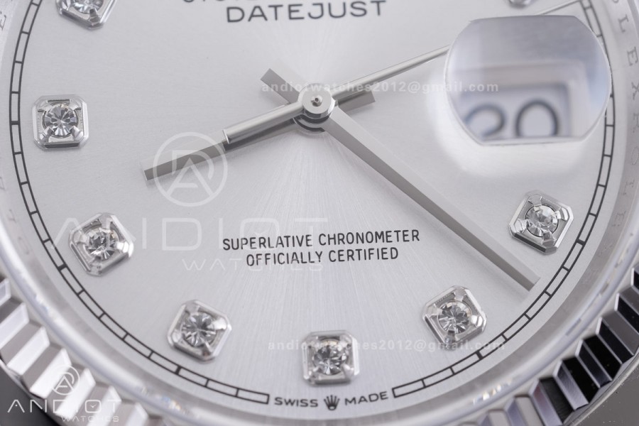 DateJust 36 SS 126234 ARF 1:1 Best Edition Sliver Diamond Dial on Jubilee Bracelet DD3235