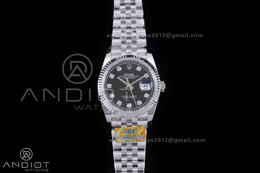 DateJust 36 SS 126234 ARF 1:1 Best Edition Black Diamond Dial on Jubilee Bracelet DD3235