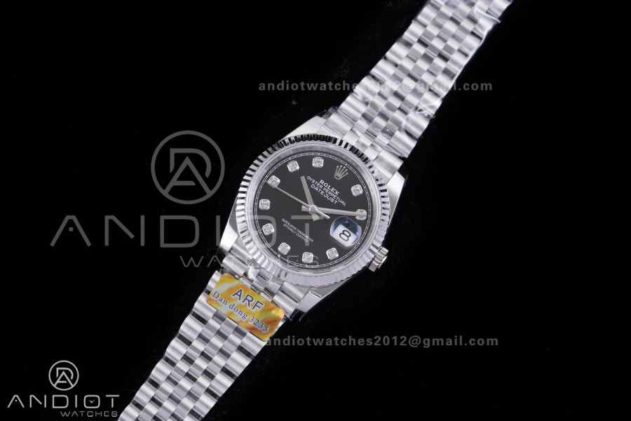 DateJust 36 SS 126234 ARF 1:1 Best Edition Black Diamond Dial on Jubilee Bracelet DD3235