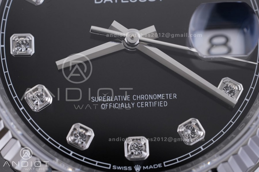 DateJust 36 SS 126234 ARF 1:1 Best Edition Black Diamond Dial on Jubilee Bracelet DD3235
