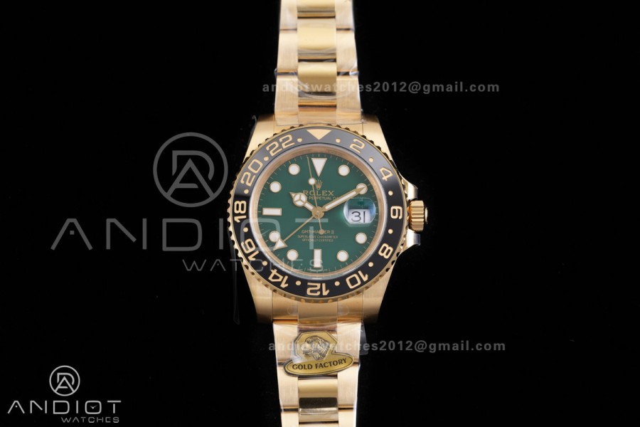 GMT Master II 116718LN Gain Weight Gold Factory 1:1 Best Edition Green Dial on YG Bracelet VR3285 CHS