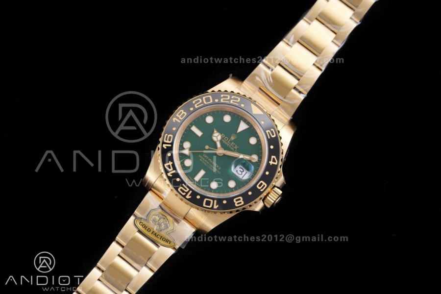 GMT Master II 116718LN Gain Weight Gold Factory 1:1 Best Edition Green Dial on YG Bracelet VR3285 CHS