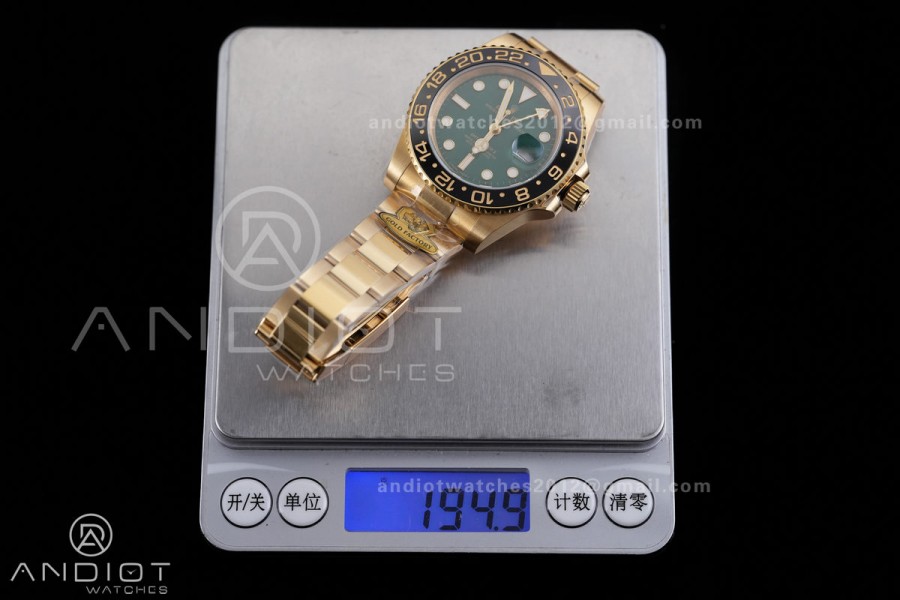 GMT Master II 116718LN Gain Weight Gold Factory 1:1 Best Edition Green Dial on YG Bracelet VR3285 CHS