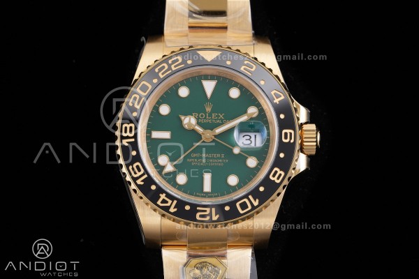 GMT Master II 116718LN Gain Weight Gold Factory 1:1 Best Edition Green Dial on YG Bracelet VR3285 CHS