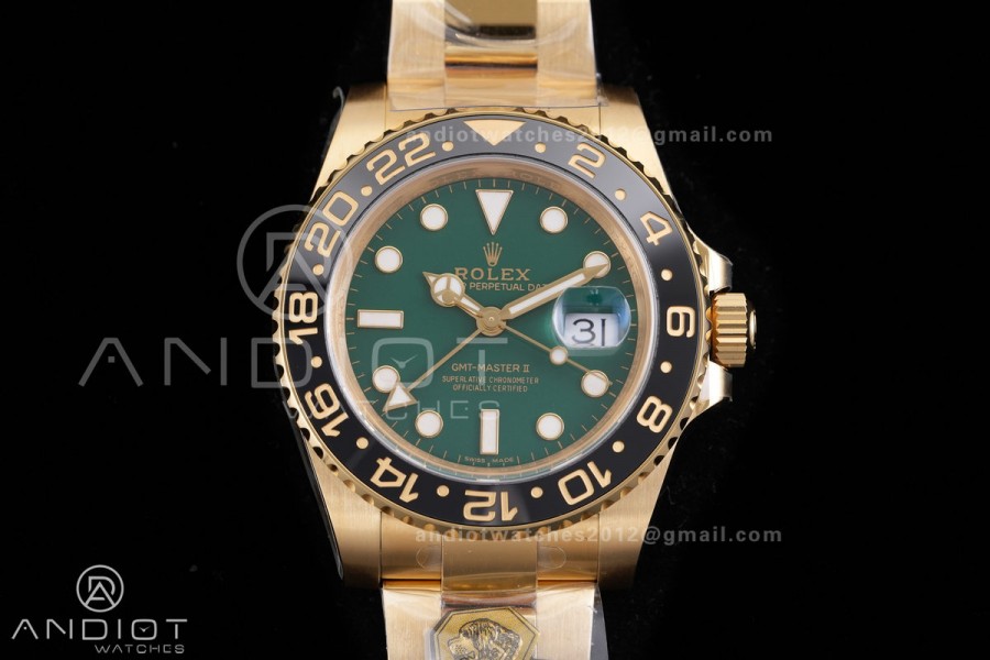 GMT Master II 116718LN Gain Weight Gold Factory 1:1 Best Edition Green Dial on YG Bracelet VR3285 CHS