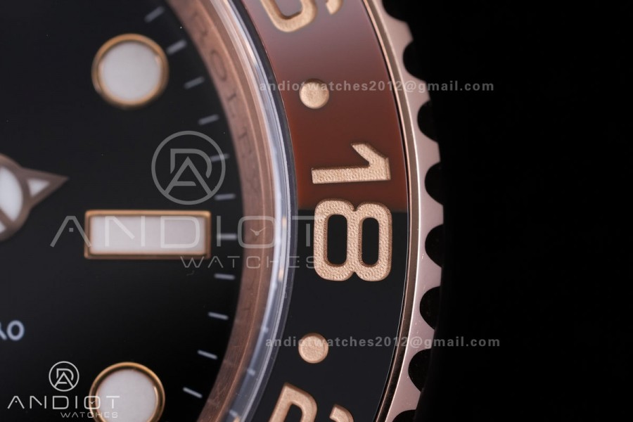 GMT Master II 126715 CHNR Gain Weight  V4 Gold Factory 1:1 Best Edition Black Dial on RG Bracelet VR3285 CHS