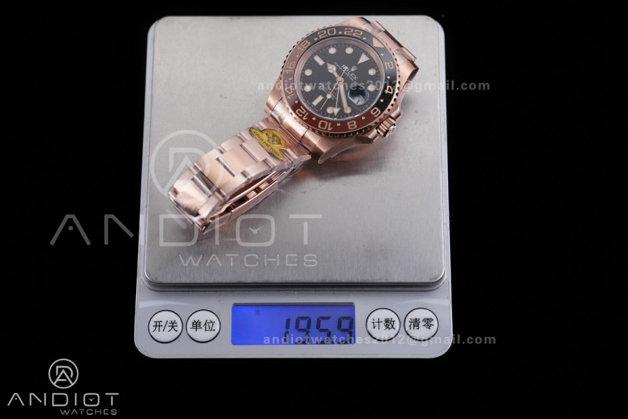 GMT Master II 126715 CHNR Gain Weight  V4 Gold Factory 1:1 Best Edition Black Dial on RG Bracelet VR3285 CHS