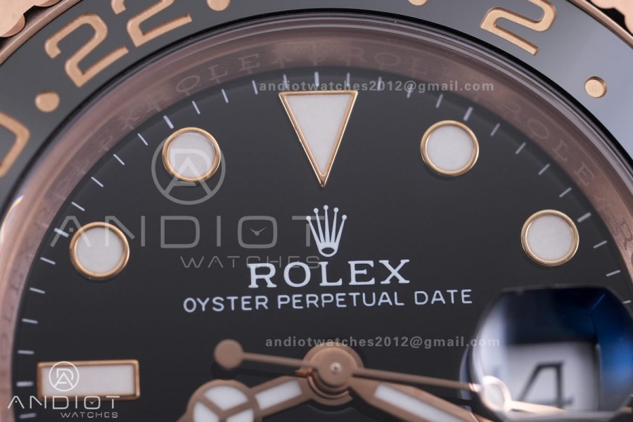 GMT Master II 126715 CHNR Gain Weight  V4 Gold Factory 1:1 Best Edition Black Dial on RG Bracelet VR3285 CHS