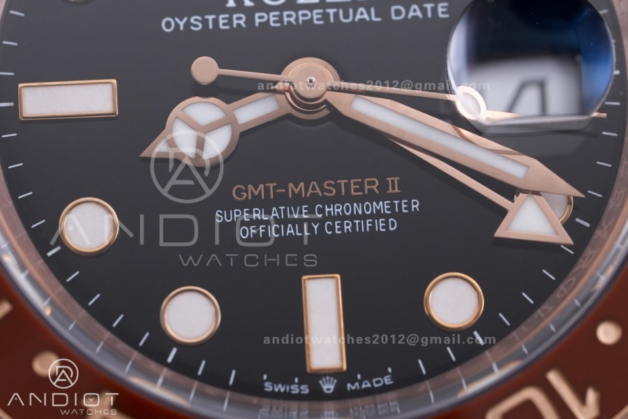 GMT Master II 126715 CHNR Gain Weight  V4 Gold Factory 1:1 Best Edition Black Dial on RG Bracelet VR3285 CHS