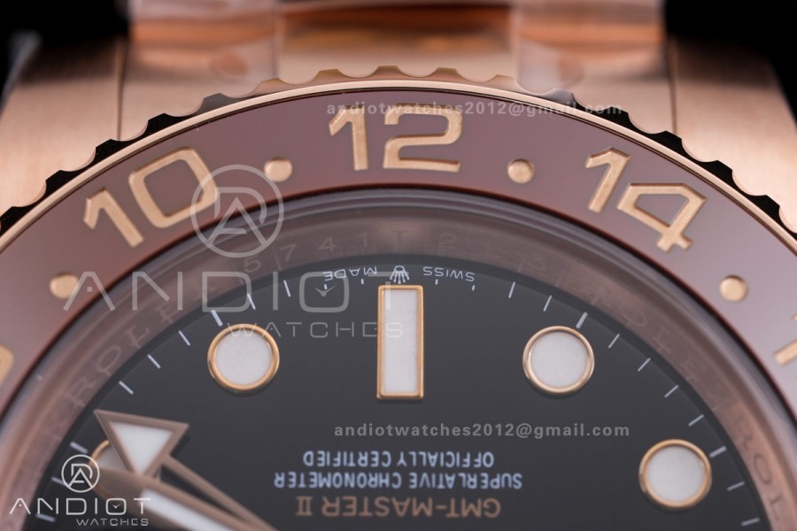 GMT Master II 126715 CHNR Gain Weight  V4 Gold Factory 1:1 Best Edition Black Dial on RG Bracelet VR3285 CHS
