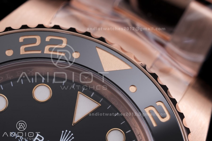 GMT Master II 126715 CHNR Gain Weight  V4 Gold Factory 1:1 Best Edition Black Dial on RG Bracelet VR3285 CHS