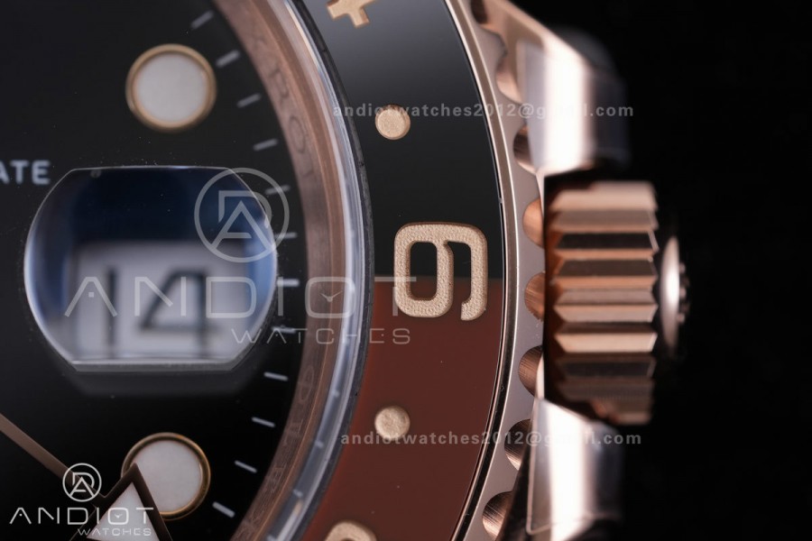 GMT Master II 126715 CHNR Gain Weight  V4 Gold Factory 1:1 Best Edition Black Dial on RG Bracelet VR3285 CHS