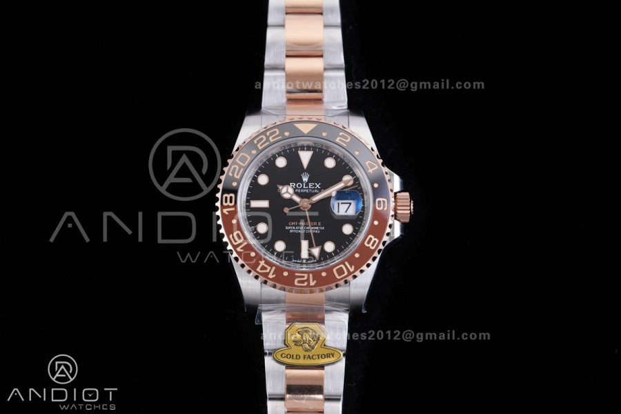 GMT-Master II 126711 CHNR Gain Weight V4 Gold Factory 1:1 Best Edition Black Dial On SS/RG Bracelet SH3285 CHS
