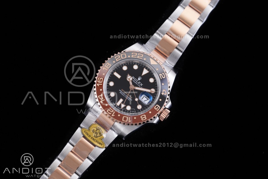 GMT-Master II 126711 CHNR Gain Weight V4 Gold Factory 1:1 Best Edition Black Dial On SS/RG Bracelet SH3285 CHS