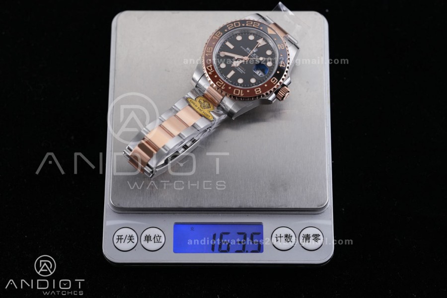 GMT-Master II 126711 CHNR Gain Weight V4 Gold Factory 1:1 Best Edition Black Dial On SS/RG Bracelet SH3285 CHS