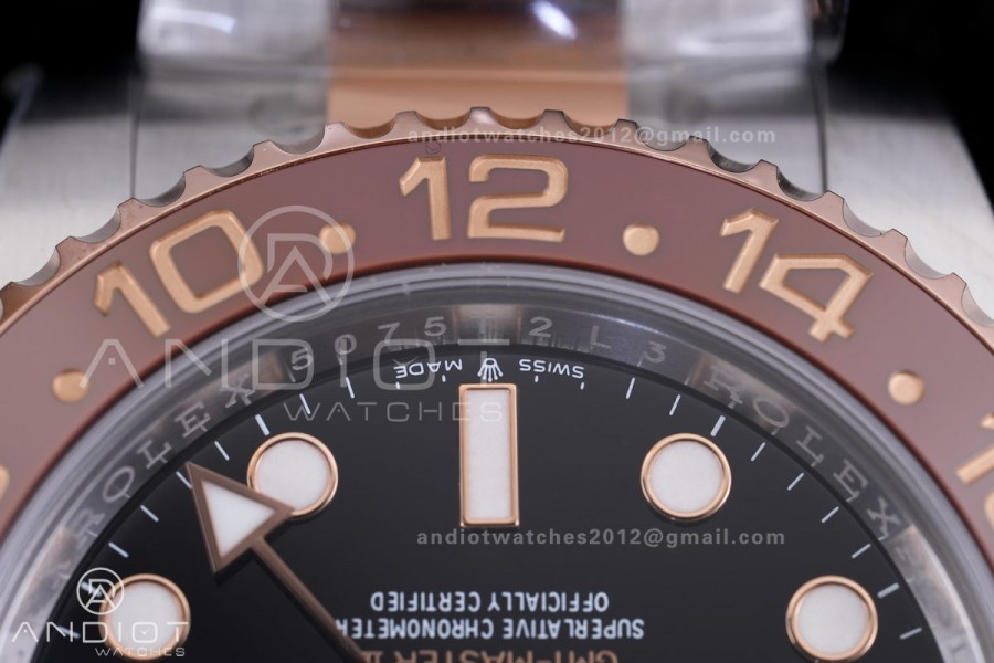GMT-Master II 126711 CHNR Gain Weight V4 Gold Factory 1:1 Best Edition Black Dial On SS/RG Bracelet SH3285 CHS