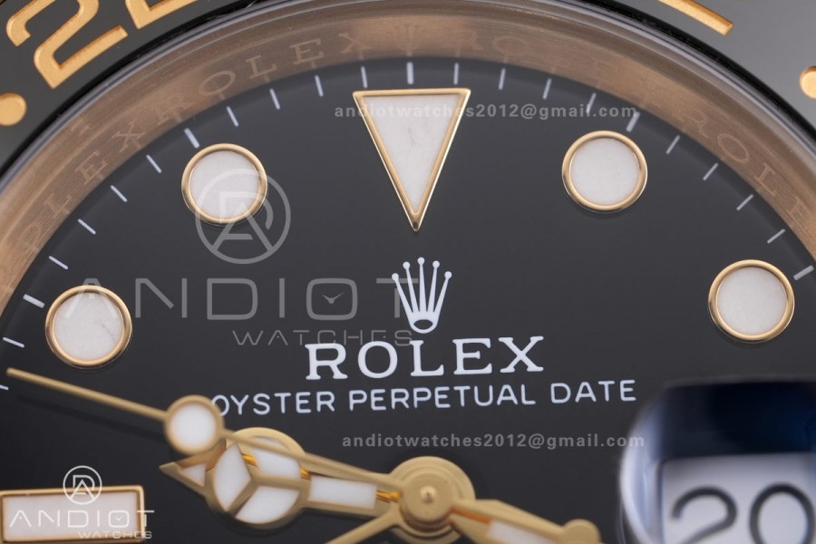 GMT Master II 126718 GRNR Gain Weight V4 Gold Factory 1:1 Best Edition Black Dial On YG Jubilee Bracelet SH3285 CHS