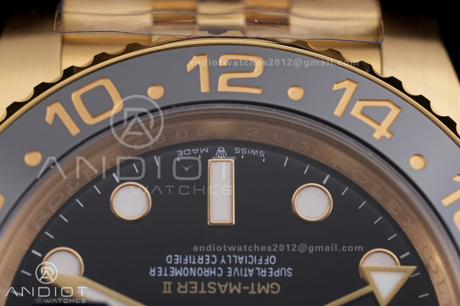GMT Master II 126718 GRNR Gain Weight V4 Gold Factory 1:1 Best Edition Black Dial On YG Jubilee Bracelet SH3285 CHS