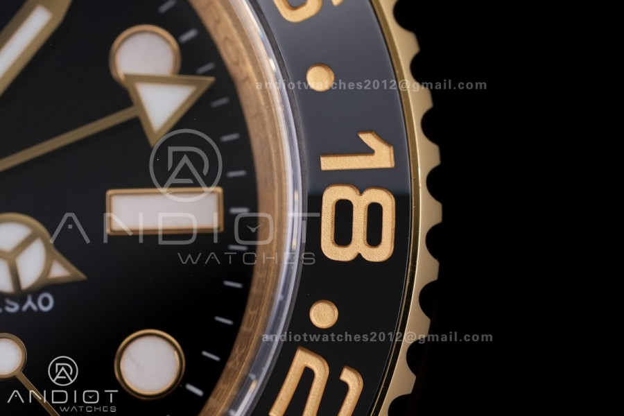 GMT Master II 126718 GRNR Gain Weight V4 Gold Factory 1:1 Best Edition Black Dial On YG Jubilee Bracelet SH3285 CHS