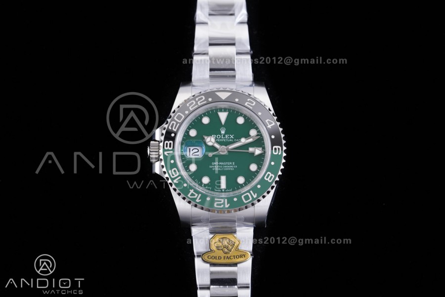 GMT Master II 126729VRNR Gain Weight V4 Gold Factory 1:1 Best Edition Green Dial On Oyster Bracelet SH3285 CHS