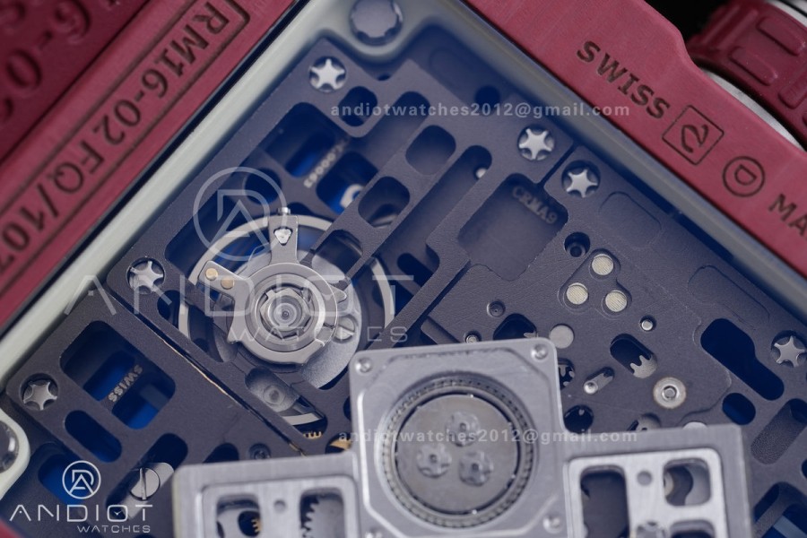 RM16-02 Red NTPT Umi Office Best Edition Skeleton Dial On Red Rubber Strap Asian CRMA9