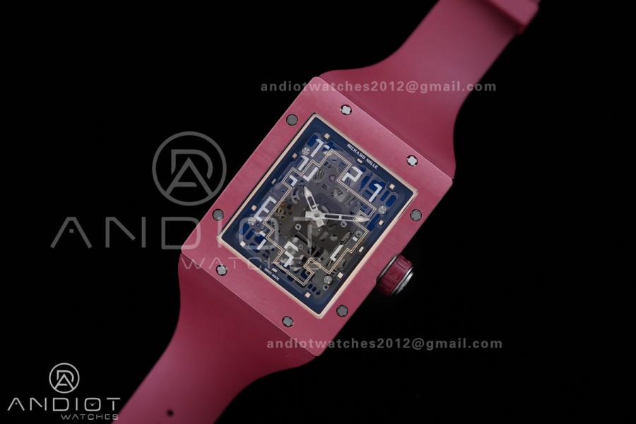 RM16-02 Red NTPT Umi Office Best Edition Skeleton Dial On Red Rubber Strap Asian CRMA9