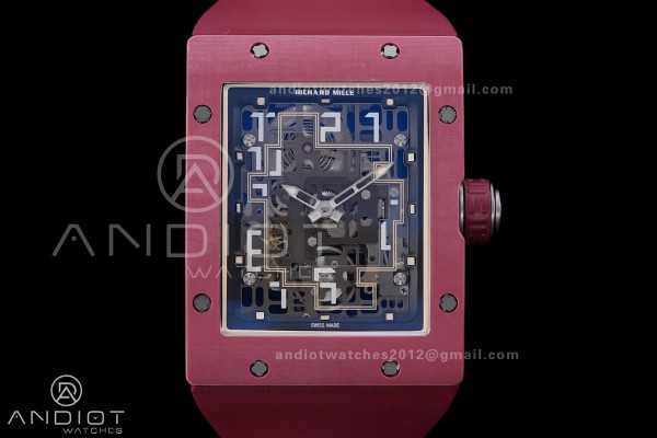 RM16-02 Red NTPT Umi Office Best Edition Skeleton Dial On Red Rubber Strap Asian CRMA9