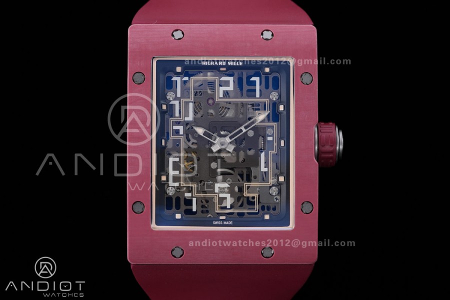 RM16-02 Red NTPT Umi Office Best Edition Skeleton Dial On Red Rubber Strap Asian CRMA9