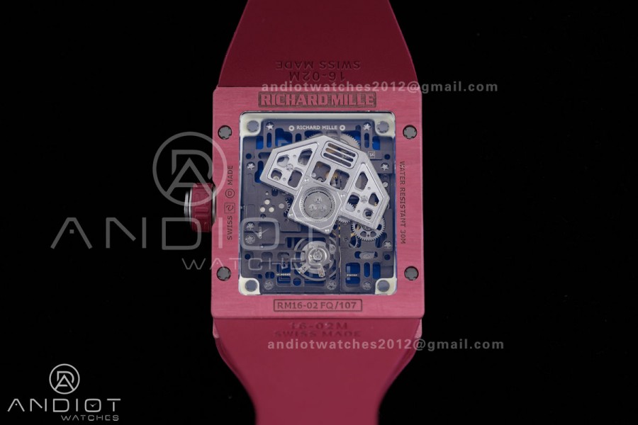 RM16-02 Red NTPT Umi Office Best Edition Skeleton Dial On Red Rubber Strap Asian CRMA9