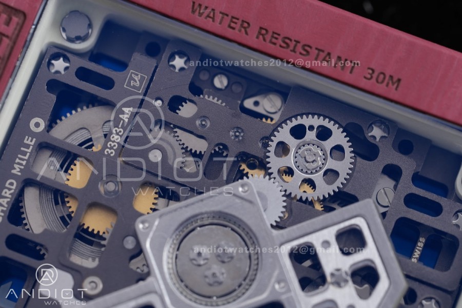 RM16-02 Red NTPT Umi Office Best Edition Skeleton Dial On Red Rubber Strap Asian CRMA9