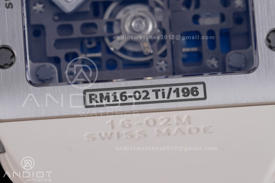 RM16-02 Titanium Umi Office Best Edition Skeleton Dial On Cream Rubber Strap Asian CRMA9 