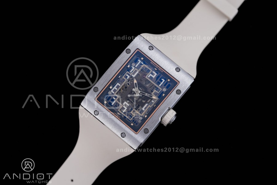 RM16-02 Titanium Umi Office Best Edition Skeleton Dial On Cream Rubber Strap Asian CRMA9 