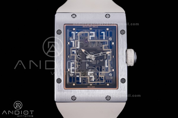 RM16-02 Titanium Umi Office Best Edition Skeleton Dial On Cream Rubber Strap Asian CRMA9 