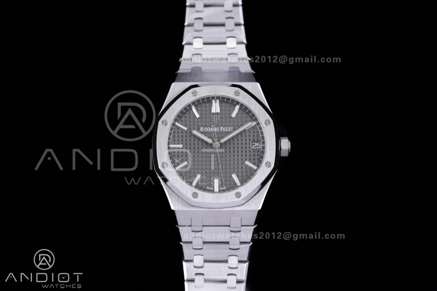 Royal Oak 15500 SS APSF 1:1 Best Edition Gray Dial on SS Bracelet SA4302 Super Clone V3 (Free Sprung)