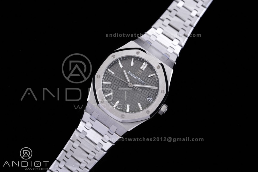 Royal Oak 15500 SS APSF 1:1 Best Edition Gray Dial on SS Bracelet SA4302 Super Clone V3 (Free Sprung)