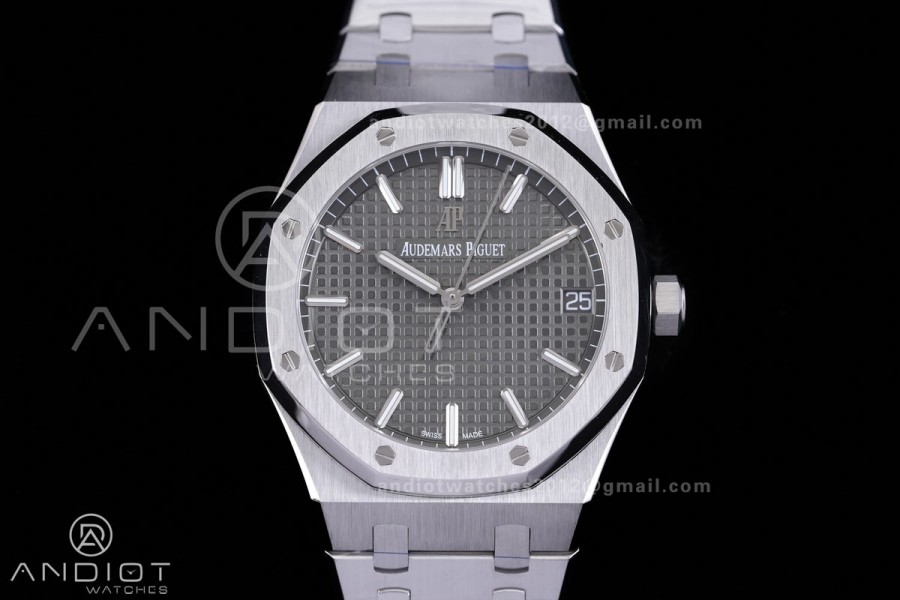 Royal Oak 15500 SS APSF 1:1 Best Edition Gray Dial on SS Bracelet SA4302 Super Clone V3 (Free Sprung)