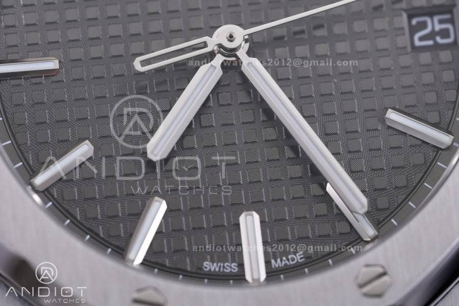 Royal Oak 15500 SS APSF 1:1 Best Edition Gray Dial on SS Bracelet SA4302 Super Clone V3 (Free Sprung)