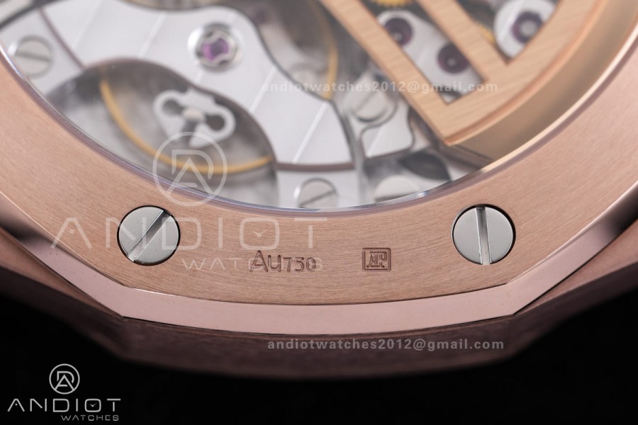 Royal Oak 41mm 15500 RG APSF V3 Free Sprung 1:1 Best Edition Black Textured Dial On Black Leather Strap Super Clone SA4302 