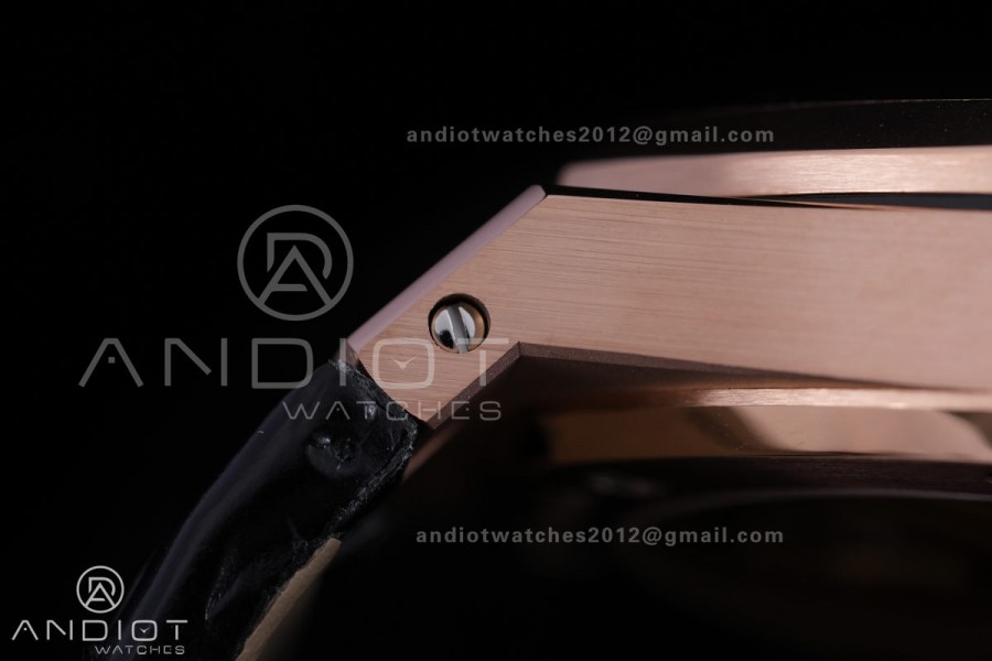 Royal Oak 41mm 15500 RG APSF V3 Free Sprung 1:1 Best Edition Black Textured Dial On Black Leather Strap Super Clone SA4302 