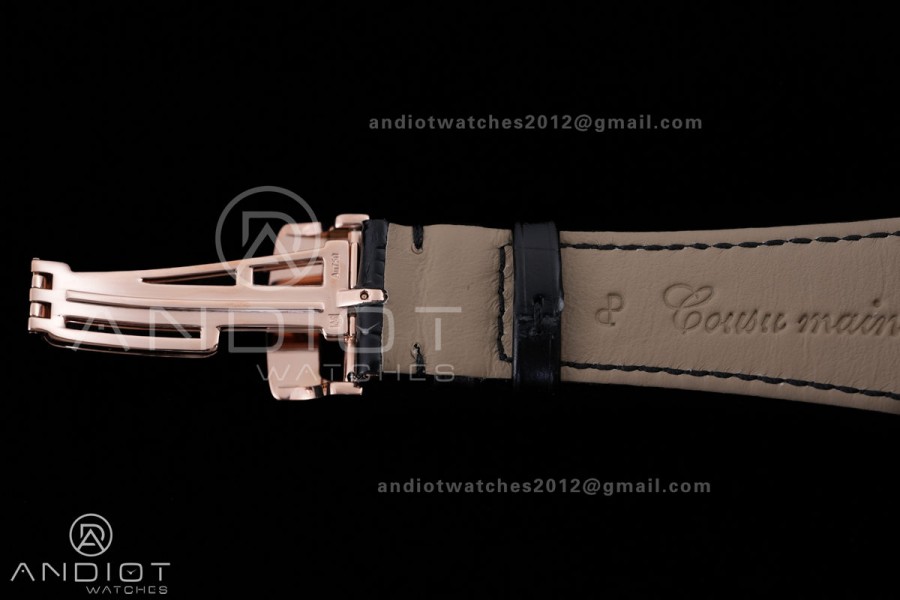 Royal Oak 41mm 15500 RG APSF V3 Free Sprung 1:1 Best Edition Black Textured Dial On Black Leather Strap Super Clone SA4302 