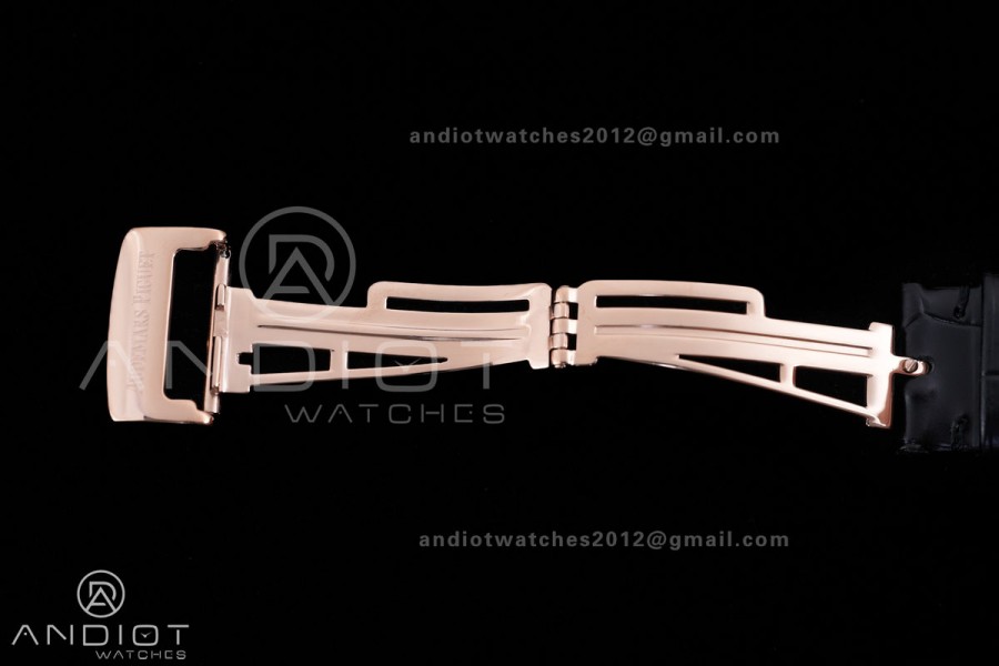 Royal Oak 41mm 15500 RG APSF V3 Free Sprung 1:1 Best Edition Black Textured Dial On Black Leather Strap Super Clone SA4302 