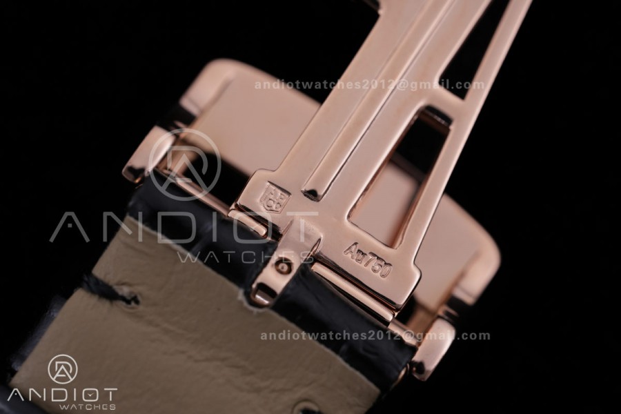 Royal Oak 41mm 15500 RG APSF V3 Free Sprung 1:1 Best Edition Black Textured Dial On Black Leather Strap Super Clone SA4302 