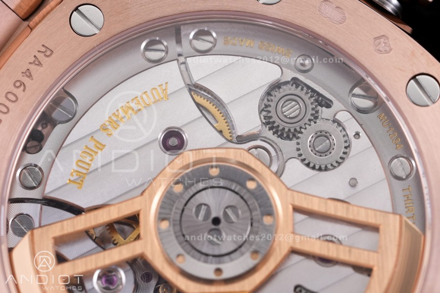 Royal Oak 41mm 15500 RG APSF V3 Free Sprung 1:1 Best Edition Black Textured Dial On Black Leather Strap Super Clone SA4302 