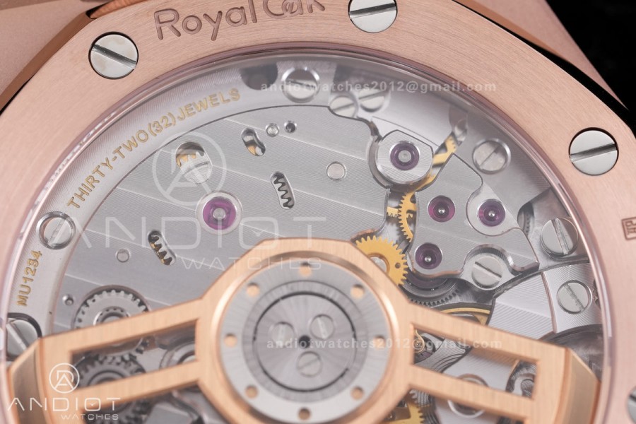 Royal Oak 41mm 15500 RG APSF  V3 Free Sprung 1:1 Best Edition Black Textured Dial On RG Bracelet Super Clone SA4302