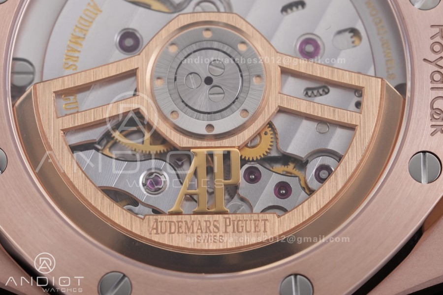 Royal Oak 41mm 15500 RG APSF  V3 Free Sprung 1:1 Best Edition Black Textured Dial On RG Bracelet Super Clone SA4302