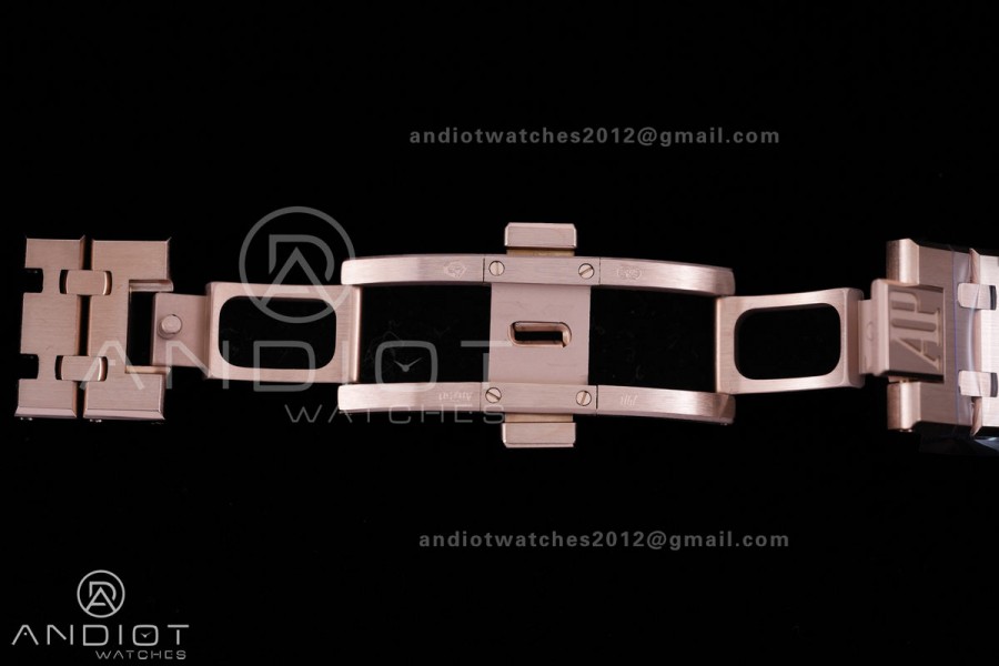 Royal Oak 41mm 15500 RG APSF  V3 Free Sprung 1:1 Best Edition Black Textured Dial On RG Bracelet Super Clone SA4302