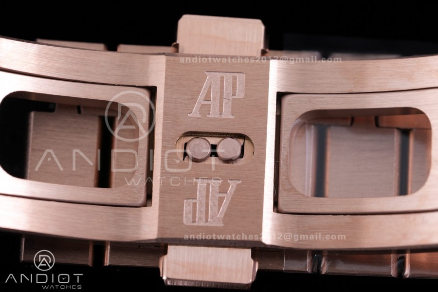 Royal Oak 41mm 15500 RG APSF  V3 Free Sprung 1:1 Best Edition Black Textured Dial On RG Bracelet Super Clone SA4302