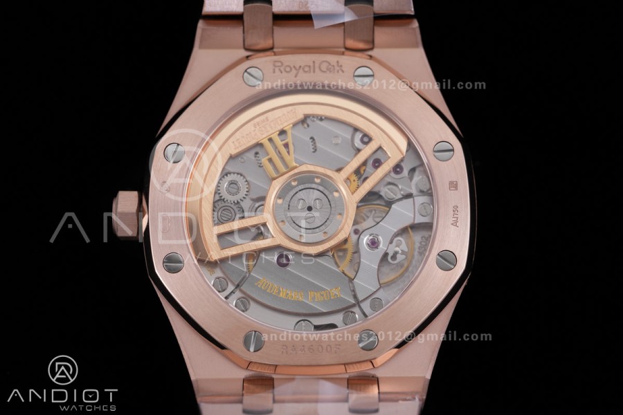 Royal Oak 41mm 15500 RG APSF  V3 Free Sprung 1:1 Best Edition Black Textured Dial On RG Bracelet Super Clone SA4302