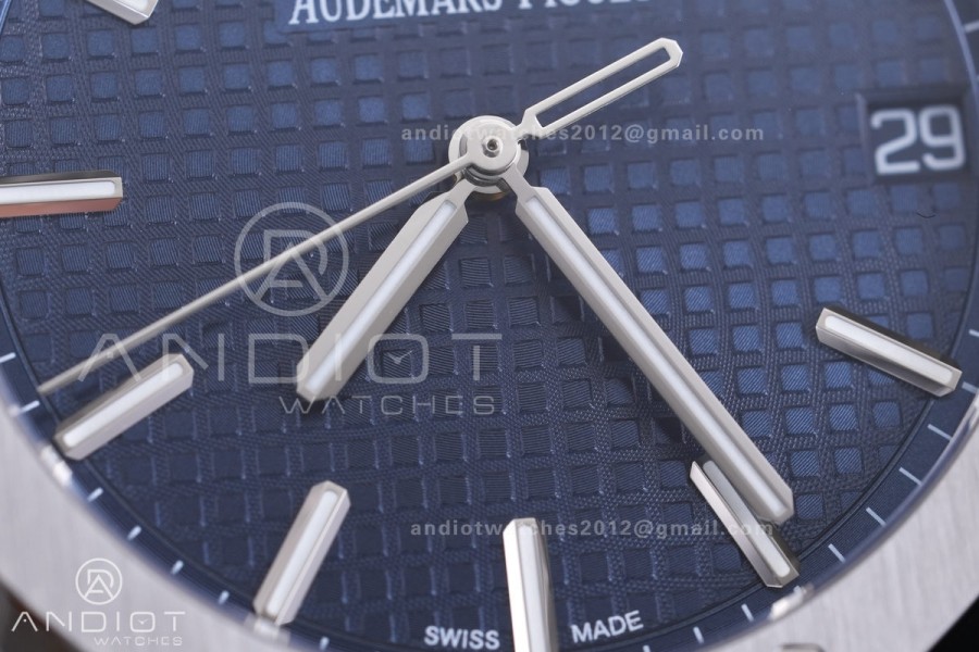 Royal Oak 15500 SS APSF 1:1 Best Edition Blue Dial on SS Bracelet SA4302 Super Clone V3 (Free Sprung)